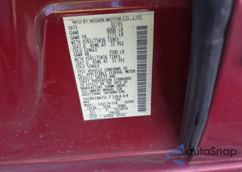 2005 Nissan Pathfinder Se Off-Road from USA, damaged, VIN 5N1AR18W35C738434